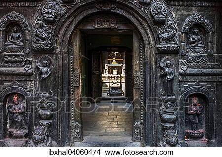 Picture - "Entrance to the Buddhist monastery Kwa Bahal, Golden Temple, Patan, Nepal, Asia". Fotosearch