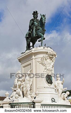 "Equestrian statue of King Jose I, Praca do Comercio, Lisbon, Portugal, Europe" View Large Photo Image Stock Photograph - "Equestrian statue of King Jose I, Praca do Comercio, Lisbon, Portugal, Europe". Fotosearch