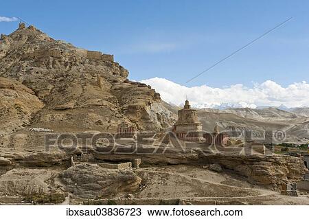 "Erosion landscape, decaying stupa, chorten, in the village of Chhosar, Upper Mustang, Lo, Himalayas, Nepal, Asia" View Large Photo Image Stock Image - "Erosion landscape, decaying stupa, chorten, in the village of Chhosar, Upper Mustang, Lo, Himalayas, Nepal, Asia". Fotosearch