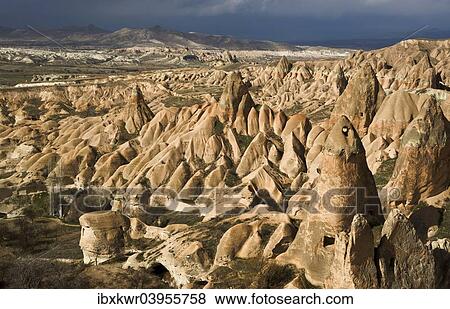 "Erosion landscape, stormy atmosphere, Cappadocia, Turkey, Asia" View Large Photo Image Stock Photo - "Erosion landscape, stormy atmosphere, Cappadocia, Turkey, Asia". Fotosearch