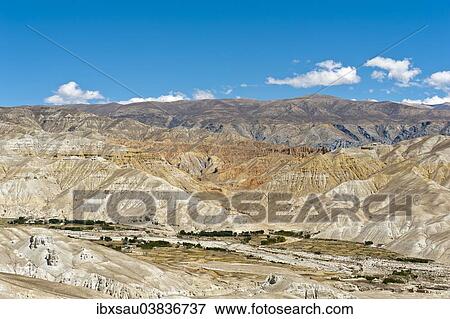 "Erosion landscape, the upper reaches of the Kali Gandaki valley, Chhosar, Upper Mustang, Lo, Himalayas, Nepal, Asia" View Large Photo Image Stock Photo - "Erosion landscape, the upper reaches of the Kali Gandaki valley, Chhosar, Upper Mustang, Lo, Himalayas, Nepal, Asia". Fotosearch