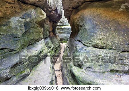 Stock Photograph - "Erroneous Rocks, Bledne Skaly, Stolowe Mountains National Park, Poland, Europe". Fotosearch