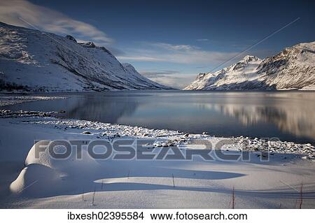 Picture - "Ersfjord in winter, Tromso, Norway, Europe". Fotosearch