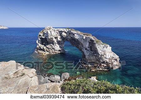 "Es Pontas natural arch on the south-eastern coast, near Cala Santanyi, Majorca, Balearic Islands, Spain, Europe" View Large Photo Image Picture - "Es Pontas natural arch on the south-eastern coast, near Cala Santanyi, Majorca, Balearic Islands, Spain, Europe". Fotosearch