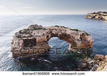 Stock Photograph - "Es Pontas rock bridge, Cala Santanyi, Majorca, Balearic Islands, Spain, Europe". Fotosearch