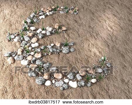 "Euro sign made of pebbles on sand, 3d illustration" View Large Photo Image Stock Photo - "Euro sign made of pebbles on sand, 3d illustration". Fotosearch