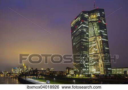 "European Central Bank, ECB, in front of the skyline of Frankfurt at sunset, Frankfurt am Main, Hesse, Germany, Europe" View Large Photo Image Stock Photograph - "European Central Bank, ECB, in front of the skyline of Frankfurt at sunset, Frankfurt am Main, Hesse, Germany, Europe". Fotosearch