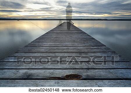 Stock Photo - "Evening, jetty at Lake Starnberg near Ambach, Bavaria, Germany, Europe, PublicGround, Europe". Fotosearch