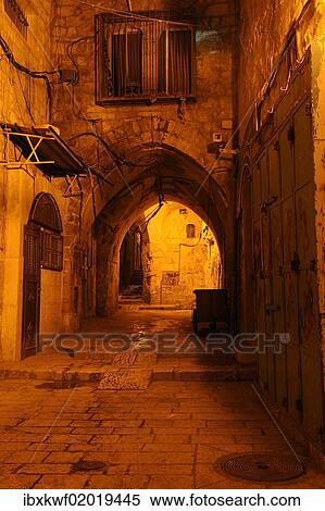 "Evening mood in a deserted street in the Jewish Quarter, Old City of Jerusalem, Israel, Middle East, Asia" View Large Photo Image Stock Photography - "Evening mood in a deserted street in the Jewish Quarter, Old City of Jerusalem, Israel, Middle East, Asia". Fotosearch
