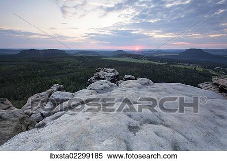 "Evening mood on Mt Gohrisch with sunset, Elbe Sandstone Mountains, Saxony, Germany, Europe" View Large Photo Image Stock Photography - "Evening mood on Mt Gohrisch with sunset, Elbe Sandstone Mountains, Saxony, Germany, Europe". Fotosearch