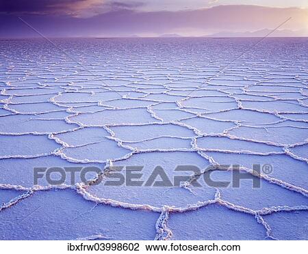 Stock Image - "Evening mood, Salar de Uyuni, Salt Lake, Altiplano, Bolivia, South America". Fotosearch