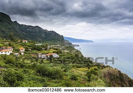 Stock Photograph - "ew over the cliffs near Arco de Sao Jorge, Terras de Forca, Sao Jorge, Madeira, Portugal, Europe". Fotosearch