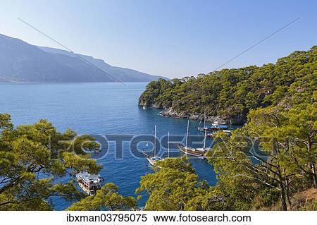 "Excursion boats mooring off Oludeniz near Fethiye, Mugla Province, Lycian Coast, Lycia, Aegean, Turkey, Asia" View Large Photo Image Stock Photography - "Excursion boats mooring off Oludeniz near Fethiye, Mugla Province, Lycian Coast, Lycia, Aegean, Turkey, Asia". Fotosearch