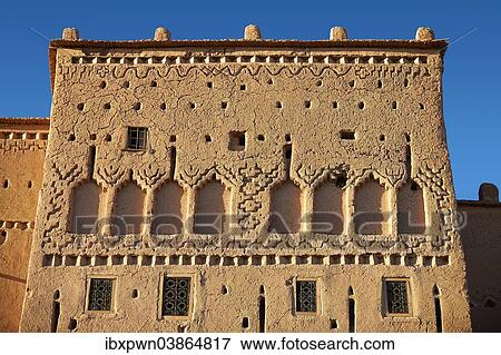 Stock Photo - "Exterior of the mud brick Taourirt Kasbah built by Pasha Glaoui, Unesco World Heritage Site, Ouarzazate, Morocco, Africa". Fotosearch