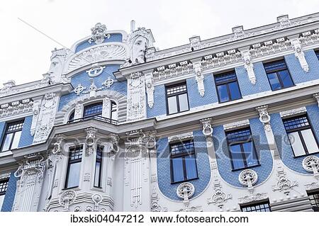 "Facade of the building in No. 10b Elizabetes iela street, Art Nouveau, by architect Mikhail Eisenstein, Riga, Latvia, Europe" View Large Photo Image Stock Image - "Facade of the building in No. 10b Elizabetes iela street, Art Nouveau, by architect Mikhail Eisenstein, Riga, Latvia, Europe". Fotosearch
