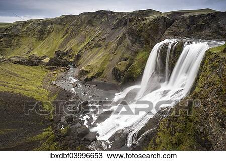 Stock Image - "Fagrifoss waterfall, river Geirlandsa, Lakagigar region, Vatnajokull National Park, highlands, Iceland, Europe". Fotosearch