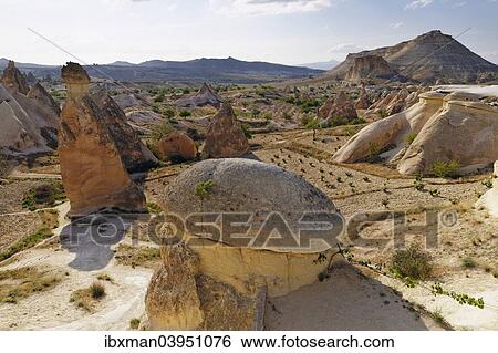 Stock Photograph - "Fairy chimneys, tufa formations, Valley of the Monks, Pasabagi, Goreme National Park, Cappadocia, Central Anatolia Region, Anatolia, Turkey, Asia". Fotosearch