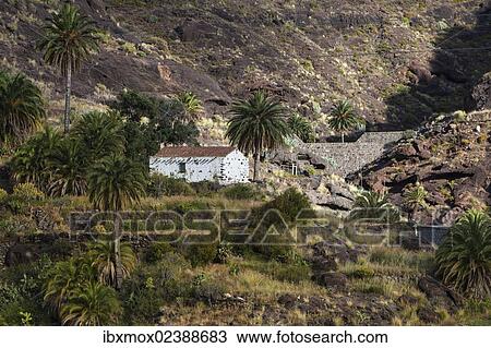 Stock Image - "Farmhouse in the mountains near San Nicolas, Gran Canaria, Canary Islands, Spain, Europe, PublicGround, Europe". Fotosearch