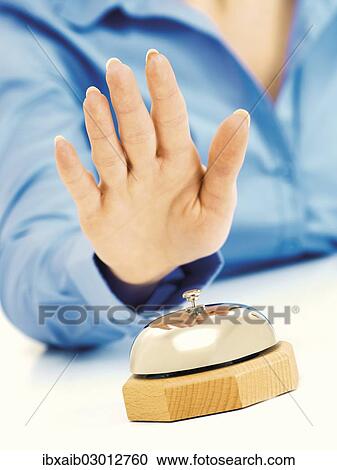Female hand striking a porter bell View Large Photo Image Stock Image - Female hand striking a porter bell. Fotosearch