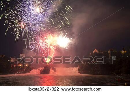 "Fireworks at the Rhine Falls during the Swiss National Day celebrations, Schaffhausen, Canton of Schaffhausen, Switzerland, Europe" View Large Photo Image Stock Image - "Fireworks at the Rhine Falls during the Swiss National Day celebrations, Schaffhausen, Canton of Schaffhausen, Switzerland, Europe". Fotosearch