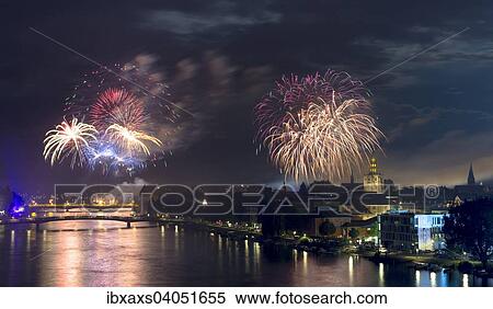 Stock Photography - "Fireworks during the Seenachtfest Festival, Konstanz, Baden-Wurttemberg, Germany, Europe". Fotosearch
