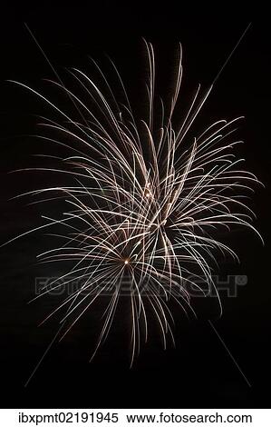 Stock Photography - "Fireworks in the night sky, Quebec, Canada, North America". Fotosearch