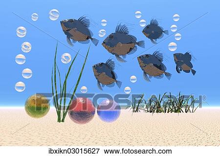 "Fish and bubbles, fantasy image, illustration" View Large Photo Image Stock Photo - "Fish and bubbles, fantasy image, illustration". Fotosearch