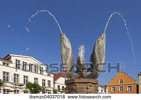 "Fish fountain spouting water, Barth, Mecklenburg-Western Pomerania, Germany, Europe" View Large Photo Image Stock Photo - "Fish fountain spouting water, Barth, Mecklenburg-Western Pomerania, Germany, Europe". Fotosearch