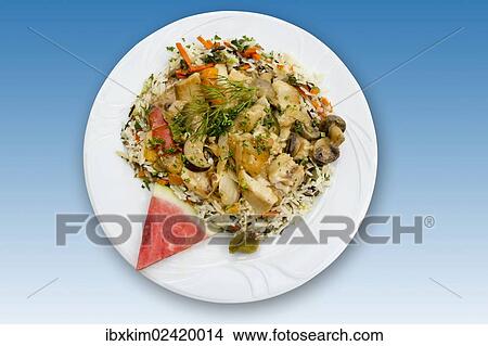 Fish stew with vegetables on rice View Large Photo Image Picture - Fish stew with vegetables on rice. Fotosearch