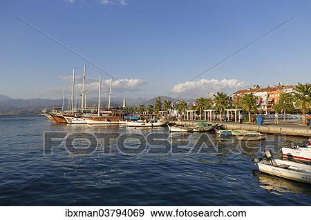 "Fishing boats and excursion boats, Fethiye, Mugla Province, Lycian Coast, Aegean, Turkey, Asia" View Large Photo Image Stock Photo - "Fishing boats and excursion boats, Fethiye, Mugla Province, Lycian Coast, Aegean, Turkey, Asia". Fotosearch