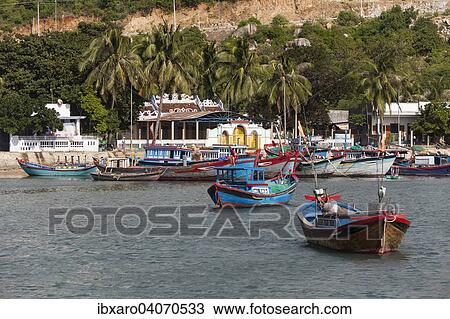 Stock Image - "Fishing boats in the Bay of Vinh Hy, South China Sea, Vietnam, Asia". Fotosearch