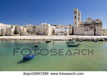"Fishing boats in the harbor, historic centre and Romanesque Old Cathedral, San Corrado, Molfetta, Bari Province, Apulia, Italy, Europe" View Large Photo Image Stock Photo - "Fishing boats in the harbor, historic centre and Romanesque Old Cathedral, San Corrado, Molfetta, Bari Province, Apulia, Italy, Europe". Fotosearch