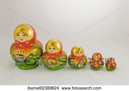 "Five Matryoshka dolls, Russian dolls" View Large Photo Image Picture - "Five Matryoshka dolls, Russian dolls". Fotosearch