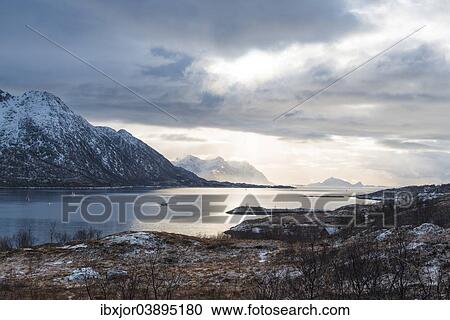 "Fjord in winter, Austnesfjorden fjord, Vagan, Lofoten, Norway, Europe" View Large Photo Image Stock Image - "Fjord in winter, Austnesfjorden fjord, Vagan, Lofoten, Norway, Europe". Fotosearch