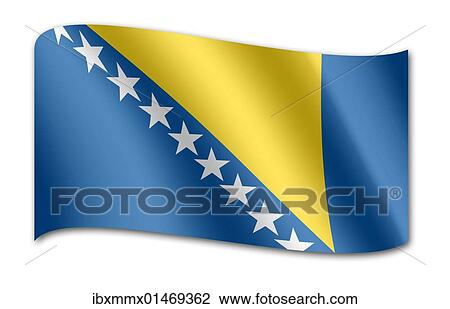 Stock Image - Flag of Bosnia and Herzegovina. Fotosearch