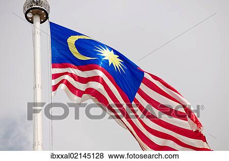 Stock Photo - "Flag of Malaysia, at flagpole, Merdeka Square, Kuala Lumpur, Malaysia, Southeast Asia, Asia". Fotosearch