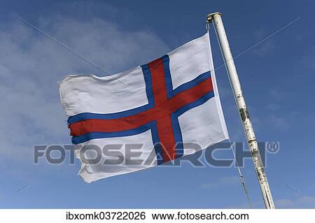 Stock Photograph - "Flag of the Faroe Islands, Faroe Islands, Denmark, Europe". Fotosearch