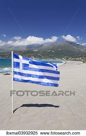 "Flag on the beach of Plakias, South Crete, Crete, Greece, Europe" View Large Photo Image Stock Photography - "Flag on the beach of Plakias, South Crete, Crete, Greece, Europe". Fotosearch