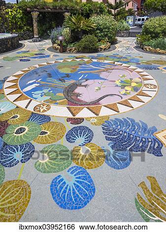 "Floor mosaic, Plaza La Glorieta, designed by Luis Morera, Las Manchas, La Palma, Canary Islands, Spain, Europe" View Large Photo Image Stock Photograph - "Floor mosaic, Plaza La Glorieta, designed by Luis Morera, Las Manchas, La Palma, Canary Islands, Spain, Europe". Fotosearch