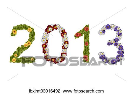 Stock Image - Flowers arranged to show the year 2013. Fotosearch