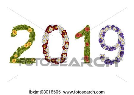 Flowers arranged to show the year 2019 View Large Photo Image Stock Photography - Flowers arranged to show the year 2019. Fotosearch