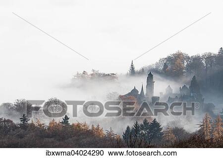 "Fog, Lowenburg castle in the Bergpark Wilhelmshohe landscape park, UNESCO World Heritage Site, Kassel, Hesse, Germany, Europe" View Large Photo Image Stock Image - "Fog, Lowenburg castle in the Bergpark Wilhelmshohe landscape park, UNESCO World Heritage Site, Kassel, Hesse, Germany, Europe". Fotosearch