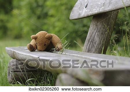 Forgotten teddy bear on a wooden bench View Large Photo Image Stock Image - Forgotten teddy bear on a wooden bench. Fotosearch