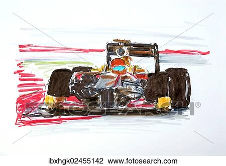 Stock Image - "Formula 1 racing car, illustration, Gerhard Kraus, Kriftel, Germany, Europe". Fotosearch