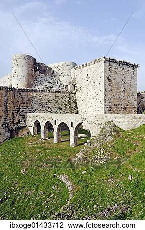 "Fortifications and walls of the castle and fortress Krak des Chevaliers, Qal'at al-ß? ñiß? ún, UNESCO World Heritage Site, built by crusaders, Syria, Middle East, Asia" View Large Photo Image Stock Image - "Fortifications and walls of the castle and fortress Krak des Chevaliers, Qal'at al-ß? ñiß? ún, UNESCO World Heritage Site, built by crusaders, Syria, Middle East, Asia". Fotosearch