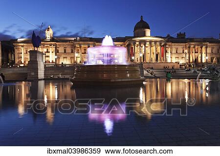 "Fountain and equestrian statue of George IV in front of the National Gallery, Trafalgar Square, London, England, United Kingdom, Europe" View Large Photo Image Stock Photo - "Fountain and equestrian statue of George IV in front of the National Gallery, Trafalgar Square, London, England, United Kingdom, Europe". Fotosearch