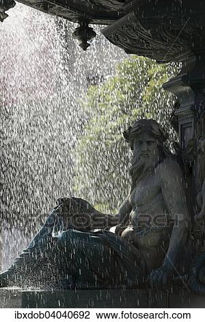 Stock Image - "Fountain at Rossio square, Praca do Dom Pedro IV., Baixa, Lisbon, Portugal, Europe". Fotosearch