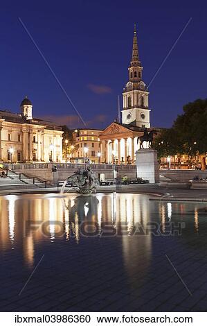 "Fountain with equestrian statue of George IV in front of the National Gallery and Church of St Martin-in-the-Fields, Trafalgar Square, London, England, United Kingdom, Europe" View Large Photo Image Stock Image - "Fountain with equestrian statue of George IV in front of the National Gallery and Church of St Martin-in-the-Fields, Trafalgar Square, London, England, United Kingdom, Europe". Fotosearch