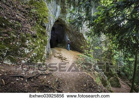 "Frauenhohle cave, natural monument, Jurassic limestone, lower entrance on the Egloffstein culture trail, Mostviel, Egloffstein, Bavaria, Germany, Europe" View Large Photo Image Stock Photograph - "Frauenhohle cave, natural monument, Jurassic limestone, lower entrance on the Egloffstein culture trail, Mostviel, Egloffstein, Bavaria, Germany, Europe". Fotosearch