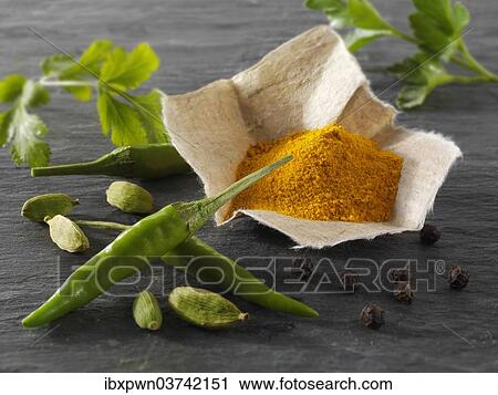 "Fresh green bird's eye chilis with ground turmeric and coriander leaves, Indian spices" View Large Photo Image Stock Image - "Fresh green bird's eye chilis with ground turmeric and coriander leaves, Indian spices". Fotosearch